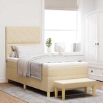 vidaXL Lit à ressorts avec matelas Crème 100 x 200 cm tissu