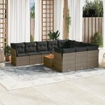 vidaXL Salon de jardin 11 Pièces avec coussins gris résine tressée