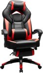 Fauteuil gamer ergonomique chaise gaming fauteuil de bureau avec repose pieds télescopique appui tête réglable support lombaire capacité de charge 150 kg rouge et noir 12_0000602