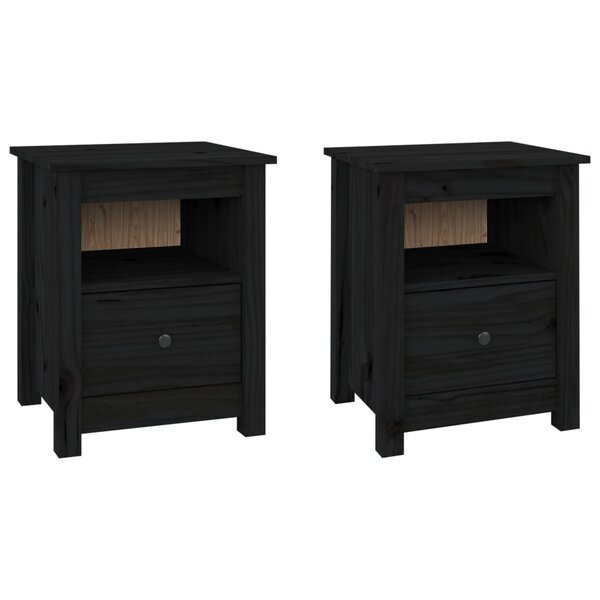 vidaXL Tables de chevet 2 Pièces Noir 40x35x49 cm Bois de pin massif