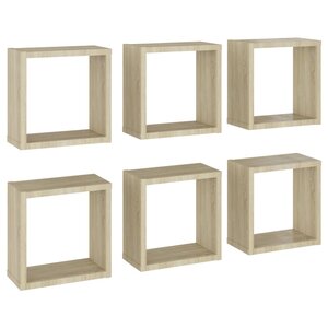vidaXL Étagères cube murales 6 Pièces Chêne sonoma 30x15x30 cm