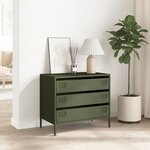 vidaXL Buffet vert olive 68x39x58 5 cm acier laminé à froid