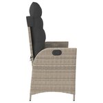 vidaXL Banc inclinable de jardin et coussins gris clair résine tressée