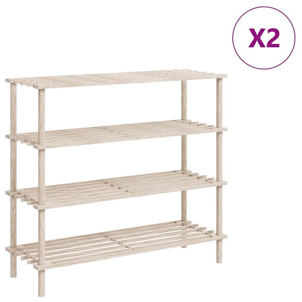 vidaXL Range-chaussures à 4 étagères 2 Pièces Bois de sapin solide