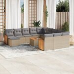vidaXL Salon de jardin avec coussins 13 Pièces beige résine tressée