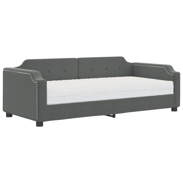 vidaXL Lit de jour avec matelas gris foncé 100x200 cm tissu