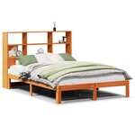 vidaXL Lit bibliothèque sans matelas cire marron 135x190 cm pin massif
