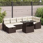 vidaXL Ensemble de Canapé de Jardin de 8 Pièces avec Coussins Brun Rattan Poly