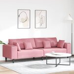 vidaXL Canapé en velours avec coussin Rose 209 cm Velours