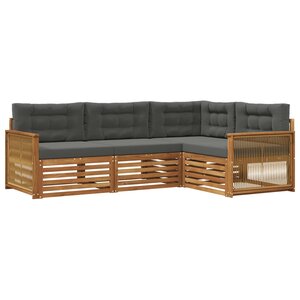 vidaXL Ensemble de canapés d'extérieur 4 Pièces Naturel et Anthracite