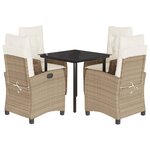 vidaXL Ensemble à manger de jardin avec coussins 5Pièces Beige poly rotin