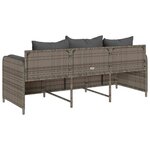 vidaXL Canapé de jardin avec coussins 3 places gris résine tressée