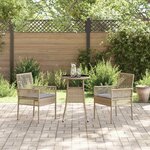 vidaXL Ensemble de salle à manger pour jardin 3 Pièces Beige Poly rotin