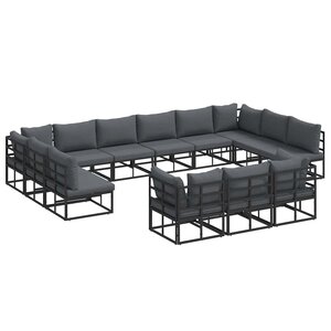 vidaXL Ensemble de canapé de jardin avec coussin 13 Pièces Noir Aluminium