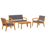 vidaXL Ensemble Bistro 4 Pièces avec Coussins - Bois Massif d'Acacia