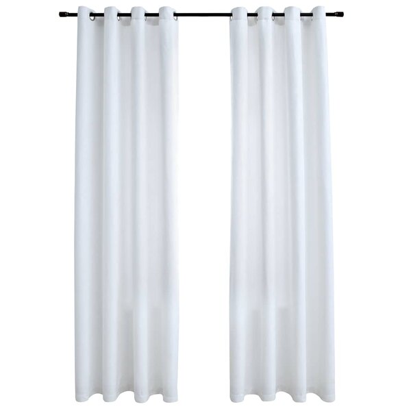 vidaXL Rideau occultant et anneaux en métal 2Pièces Blanc cassé 140x225cm