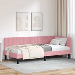 vidaXL Cadre de lit d'angle avec tête de lit Rose 90 x 190 cm Velours