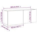 vidaXL Meuble TV mural avec lumières LED chêne fumé 100x35x41 cm