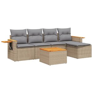 vidaXL Salon de jardin avec coussins 6 Pièces beige résine tressée
