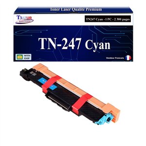 T3AZUR - Toner compatible avec Brother TN247 Cyan pour Brother HL-L3210CW HL-L3230CDW Noire - 3 000 pages - T3AZUR