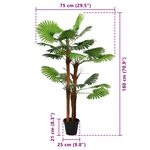 vidaXL Palmier Artificiel avec Feuilles en Éventail Vert