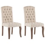 vidaXL Chaises à manger lot de 2 beige tissu à l'aspect de lin