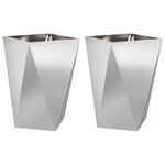 vidaXL Jardinière 2 Pièces Argent 50 x 50 x 75 cm Acier inoxydable