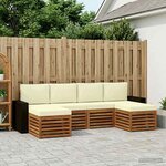 vidaXL Ensembles de canapés avec coussin 6 Pièces Naturel et Crème
