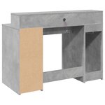 Bureau table poste de travail meuble d'ordinateur informatique étude et lumières LED 120 x 55 x 91cm bois d'ingénierie gris 02_0023797