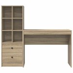 vidaXL Bureau avec tiroir avec étagère 2 Pièces Chêne Sonoma