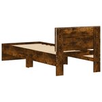 vidaXL Cadre de lit tête de lit et lumières LED chêne fumé 75x190 cm