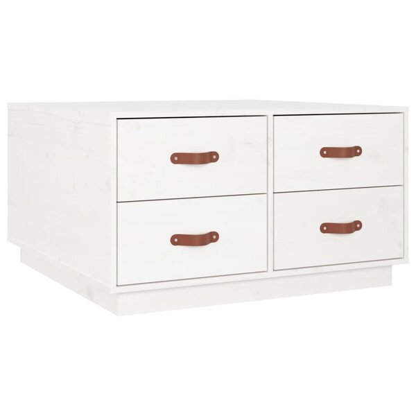 vidaXL Table basse Blanc 80x80x45 cm Bois massif de pin