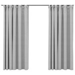 vidaXL Rideaux occultants aspect lin avec crochets 2Pièces Gris 140x175cm