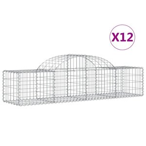 vidaXL Paniers à gabions arqués 12 Pièces 200x50x40/60 cm fer galvanisé