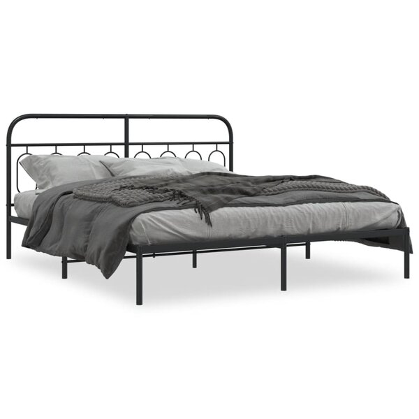 vidaXL Cadre de lit métal sans matelas avec tête de lit noir 183x213cm