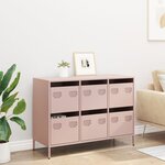 vidaXL Buffet rose 101 5x39x73 5 cm acier laminé à froid