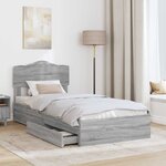 vidaXL Lit de Rangement Gris Sonoma 70 x 190 cm Bois d'ingénierie