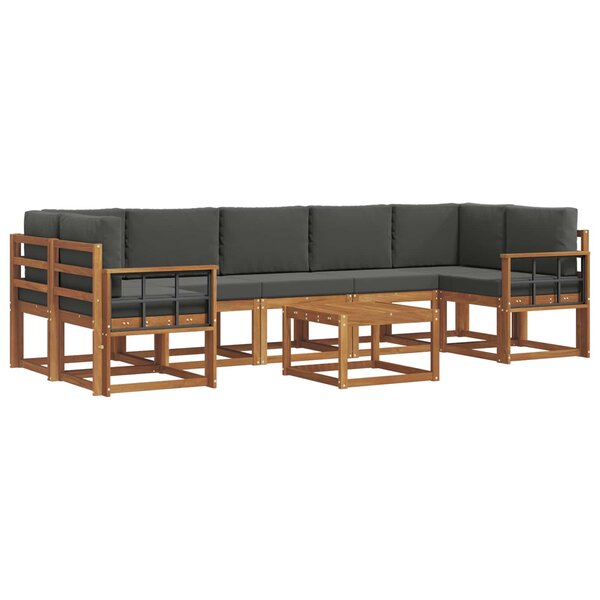 vidaXL Ensemble de canapés d'extérieur 8 pc Naturel et Anthracite