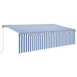 vidaXL Auvent rétractable automatique avec store 5x3 m Bleu et blanc