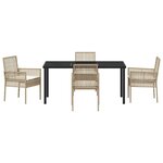 vidaXL Ensemble de salle à manger pour jardin 5 Pièces Beige Poly rotin