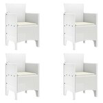 vidaXL Chaise de jardin 4 pc Blanc Polypropylène