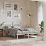 vidaXL Cadre de lit métal sans matelas et tête de lit blanc 135x190 cm