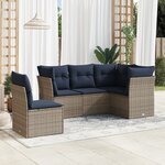 vidaXL Salon de jardin 5 Pièces avec coussins gris résine tressée