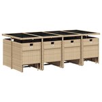 vidaXL Ensemble à manger de jardin coussins 13 Pièces mélange beige rotin