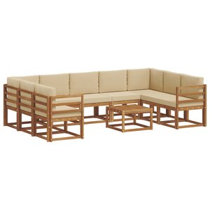 vidaXL Ensemble de canapés d'extérieur 10 pc Naturel et Beige