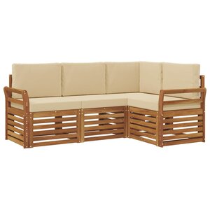 vidaXL Ensemble de canapés d'extérieur 4 pc Naturel et Beige Polyester