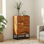 vidaXL Commode avec porte Naturel 55 x 30 x 90 cm Bois d'Acacia Massif