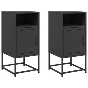 vidaXL Tables de chevet 2 Pièces noir 36x39x78 cm acier