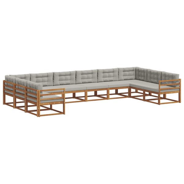 vidaXL Ensemble de canapés d'extérieur 10 pc Gris Naturel et Clair