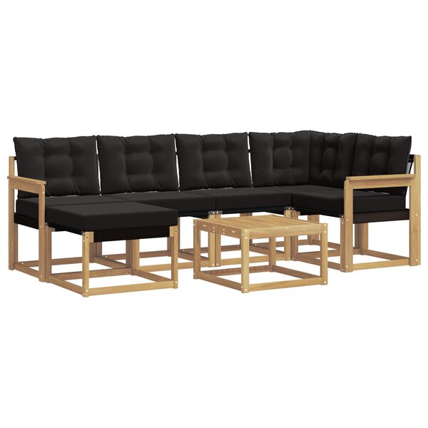 vidaXL Ensemble de canapés d'extérieur 7 pc Blanc et noir
